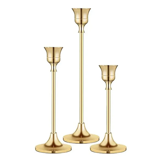 Candlestick Holders Taper Candle Holders, Set of 3 Candle Stick Holders Set, Brass Gold Candlestick Holder Set, Vintage Modern Decorative Centerpiece for Table Mantel Wedding Housewarming Gift, Vintage Candle Stand, Home Decor