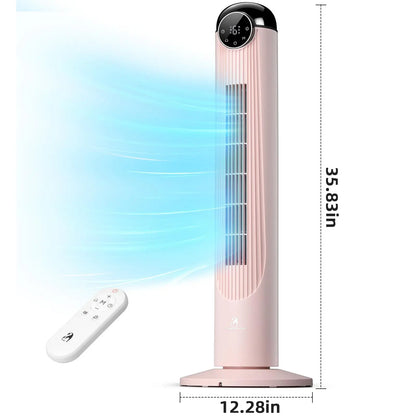 【Not Air Conditioner】Antarctic Star Tower Fan Portable Electric 85° Oscillating Fan with Remote Control, Quiet Operation, 3 Speed Settings & 12H Timer, Bladeless Standing Floor Fan for Bedroom & Office