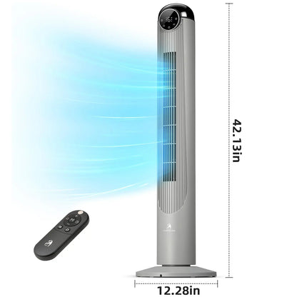 【Not Air Conditioner】Antarctic Star Tower Fan Portable Electric 85° Oscillating Fan with Remote Control, Quiet Operation, 3 Speed Settings & 12H Timer, Bladeless Standing Floor Fan for Bedroom & Office