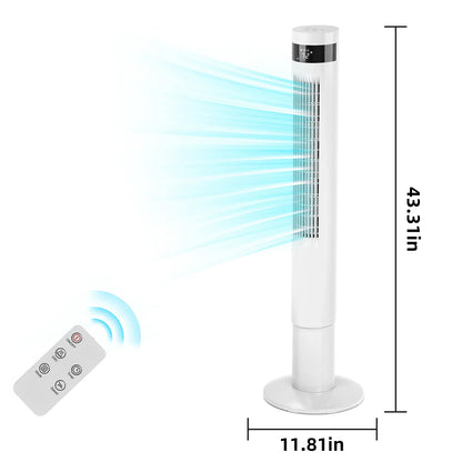 【Not Air Conditioner】Antarctic Star Tower Fan Portable Electric 85° Oscillating Fan with Remote Control, Quiet Operation, 3 Speed Settings & 12H Timer, Bladeless Standing Floor Fan for Bedroom & Office