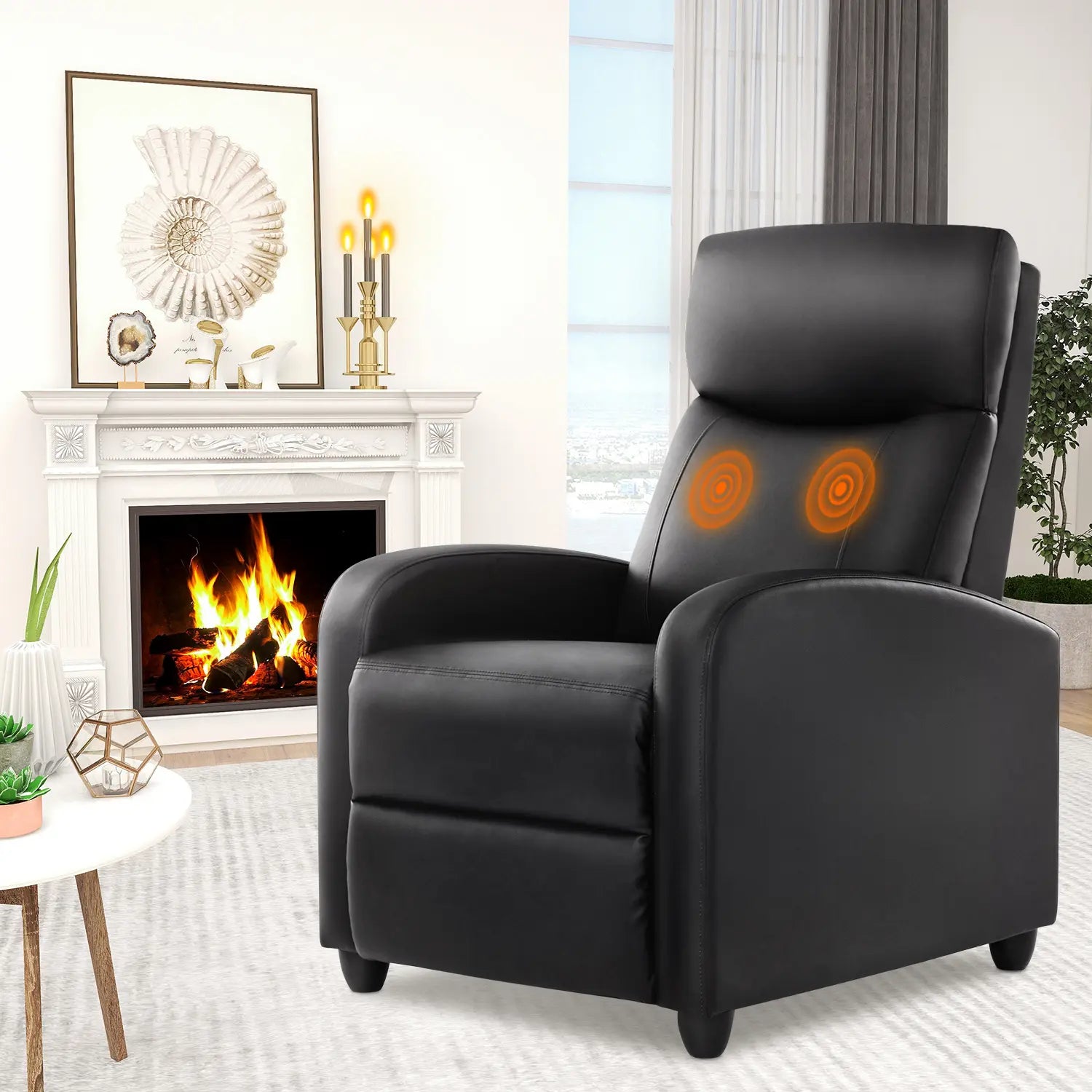 Sweet Furniture Massage Recliner Chair for Living Room, Massage Recliner Chair Theater Chairs Adjustable Modern Reclining Chair with Padded Seat Backrest