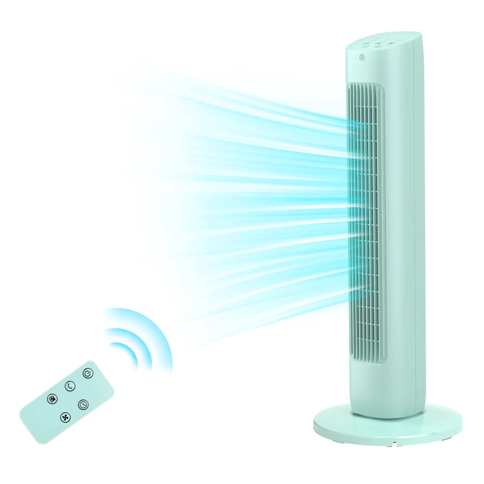 【Not Air Conditioner】Antarctic Star Tower Fan Portable Electric 85° Oscillating Fan with Remote Control, Quiet Operation, 3 Speed Settings & 12H Timer, Bladeless Standing Floor Fan for Bedroom & Office