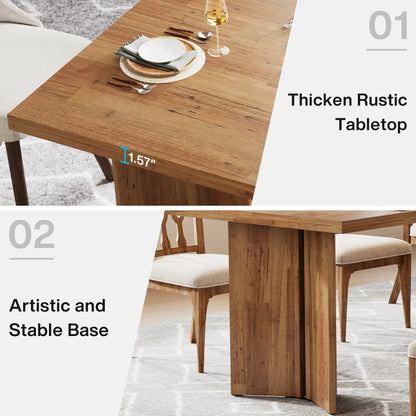 Tribesigns 63-Inch Dining Table for 4-6, Farmhouse Kitchen Table with Large Tabletop, Rectangular Dinner Eating Table for Dining Room, Living Room