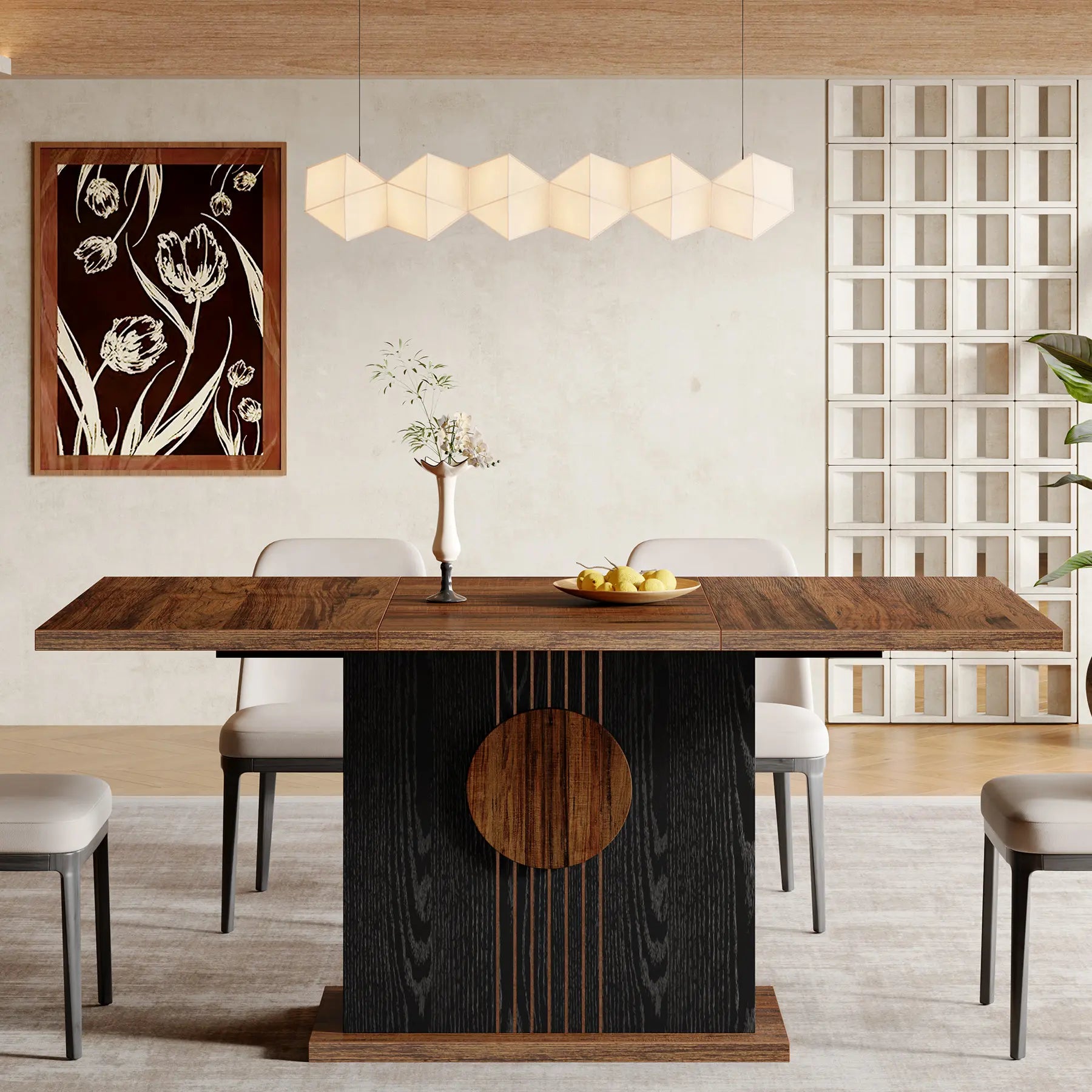 Tribesigns 55" Rectangular Dining Table for 4 to 6 People, Farmhouse Wood Dinner Table for Kitchen, Dining Room (Chair Not Included) Modern Furniture
